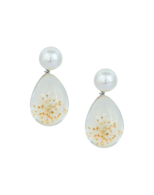 Korean Made Double Sided Glass Bubble with Preserved Flower Inside Vintage Stud Earring For Women 